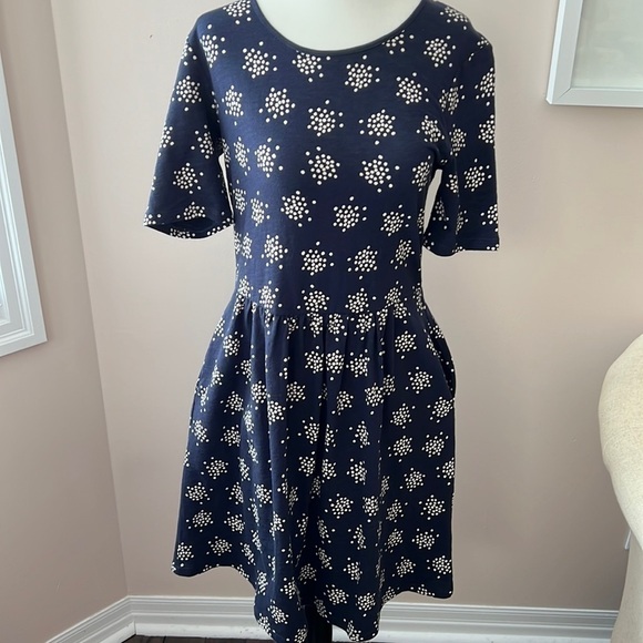 Boden L Printed Blue And White Dress With Pockets - Picture 1 of 7
